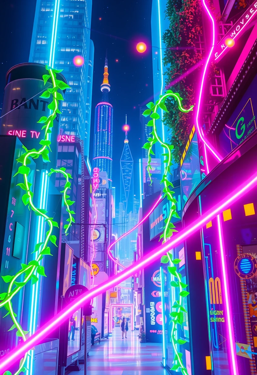 Neon Vines Spiraling Light