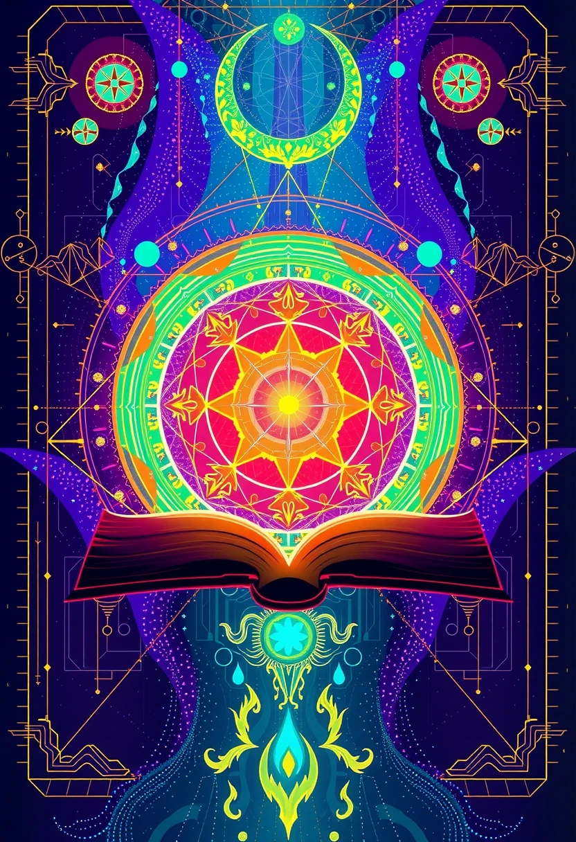 Cosmic Chaos Neon Geometry