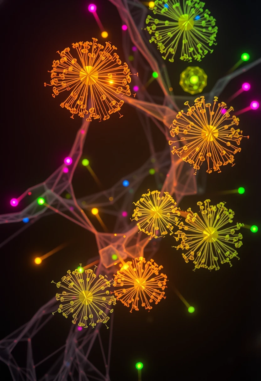 Neon Neural Bloom Geometry